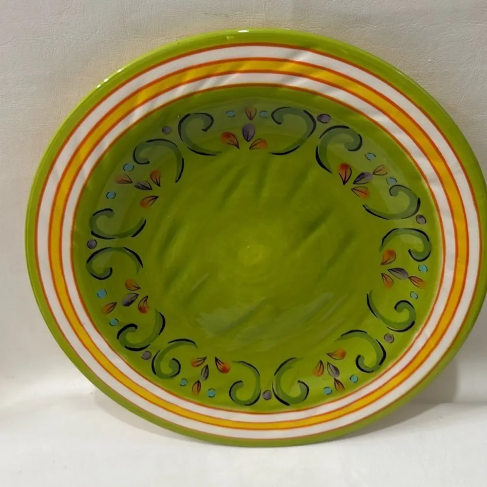 Pier 1 Pasilla Vibrant Green Yellow 10 3/4 In One Plate Only Vintage 1990-1999
